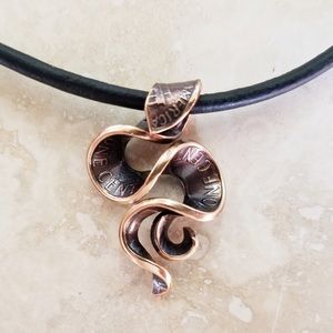 Recycled Copper Penny Handmade Ribbon Pendant